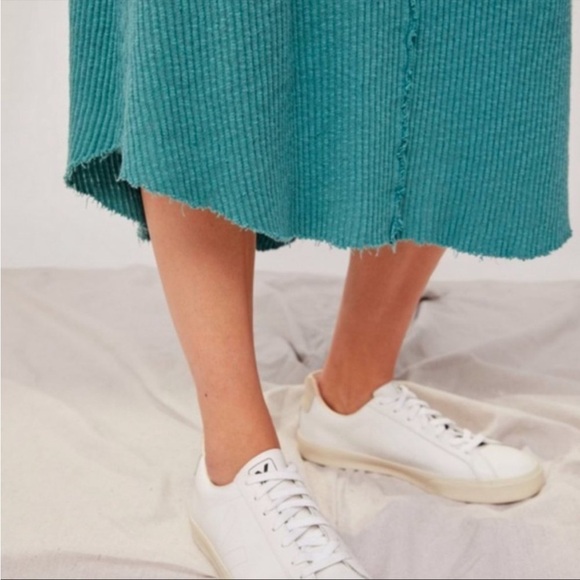 ANTHROPOLOGIE Sasha T.La Ribbed Cotton Knit Midi Maxi Dress new NWT Teal Blue XS - Picture 8 of 16